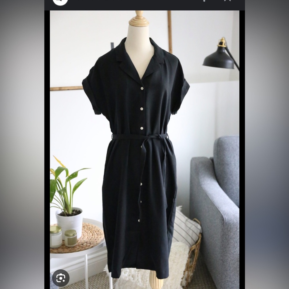 Frank and Oak black camp collar dress